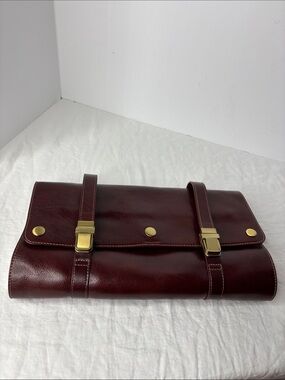 Red Envelope Leather Excursion Travel Case Bag Trifold